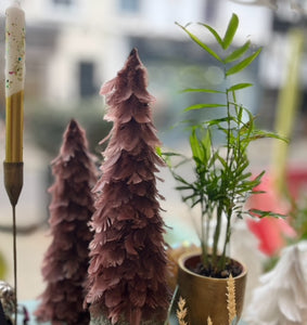 Christmas Folksy burgundy feather deco tree